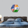 Mixed USA and India flag hexagonal canvas wall art