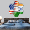 Mixed USA and India flag hexagonal canvas wall art