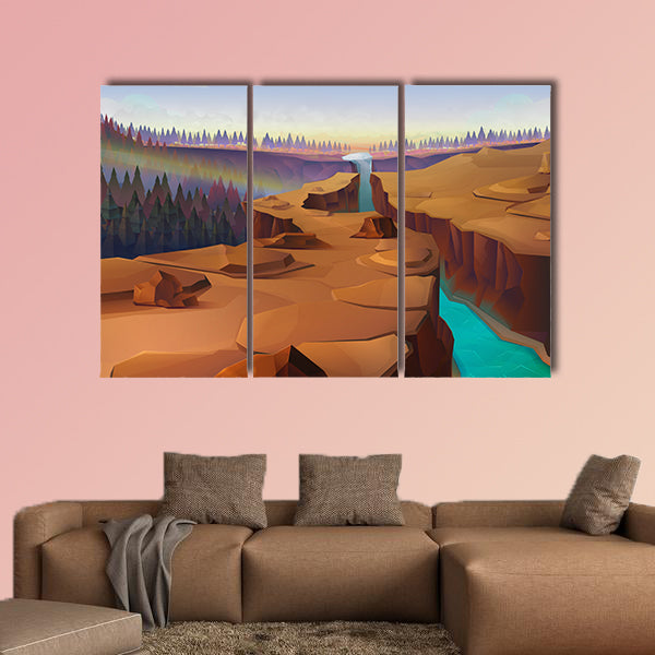 Canyon, nature vector illustration background Multi panel canvas wall art