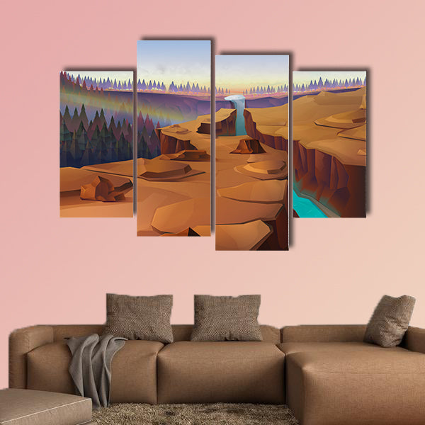 Canyon, nature vector illustration background Multi panel canvas wall art
