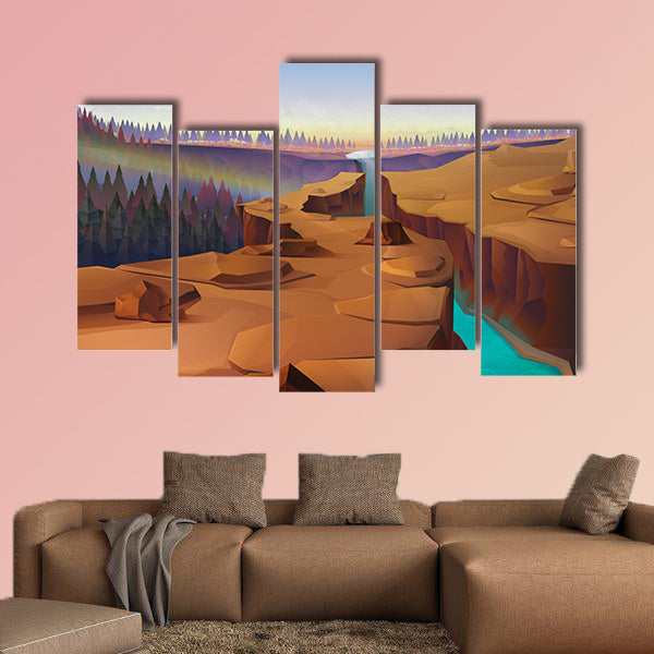 Canyon, nature vector illustration background Multi panel canvas wall art