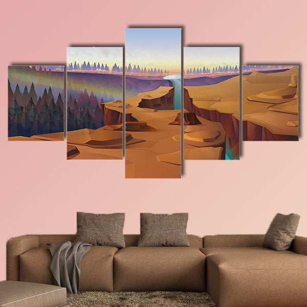 Canyon, nature vector illustration background Multi panel canvas wall art