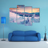 Colorful winter sunrise in the mountains multi panel canvas wall art