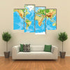 Physical map of the world multi panel canvas wall art