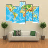 Physical map of the world multi panel canvas wall art