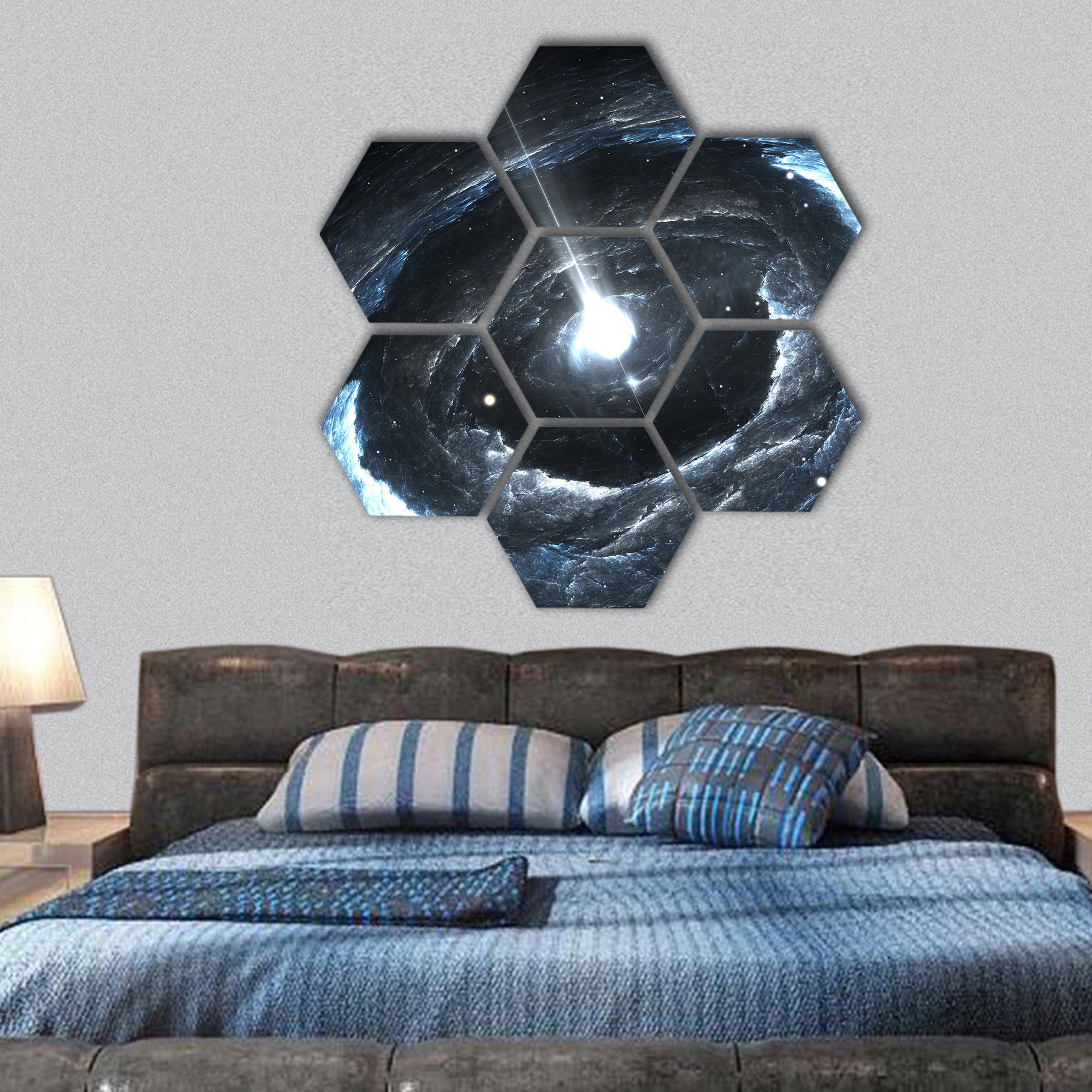 Highly magnetized rotating neutron star hexagonal canvas wall art