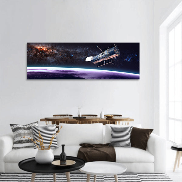 Hubble Space Telescope in orbit furnished by NASA Panoramic Canvas Wall Art