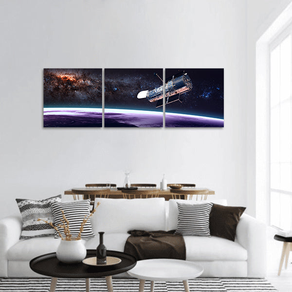 Hubble Space Telescope in orbit furnished by NASA Panoramic Canvas Wall Art