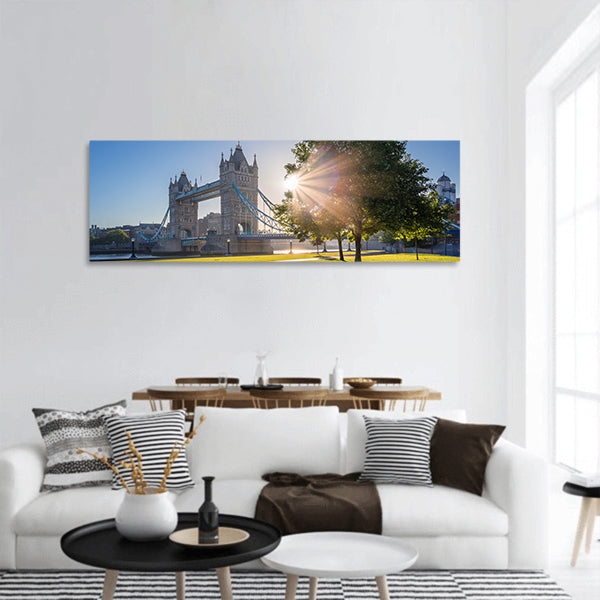 Sunrise at Tower Bridge panoramic canvas wall art.