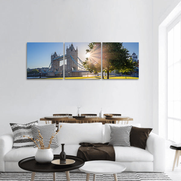 Sunrise at Tower Bridge panoramic canvas wall art.