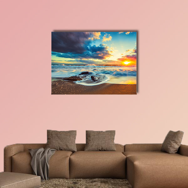 Beautiful cloudscape over the sea, sunrise shot Multi panel canvas wall art
