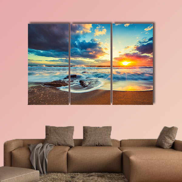 Beautiful cloudscape over the sea, sunrise shot Multi panel canvas wall art