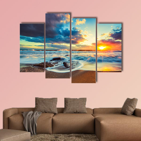 Beautiful cloudscape over the sea, sunrise shot Multi panel canvas wall art