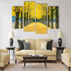 Row of yellow ginkgo tree in Nami Island Multi panel canvas wall art