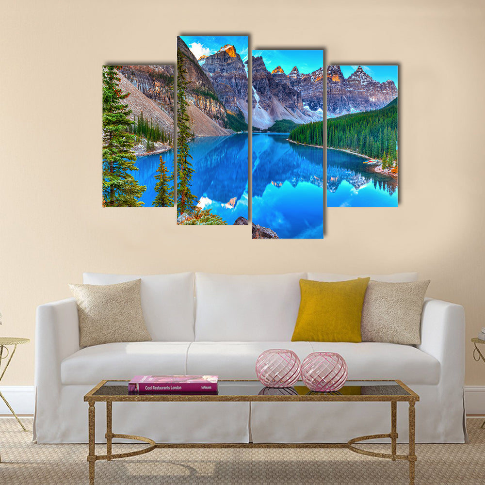 Moraine lake sunrise in Banff National Park  multi panel canvas wall art