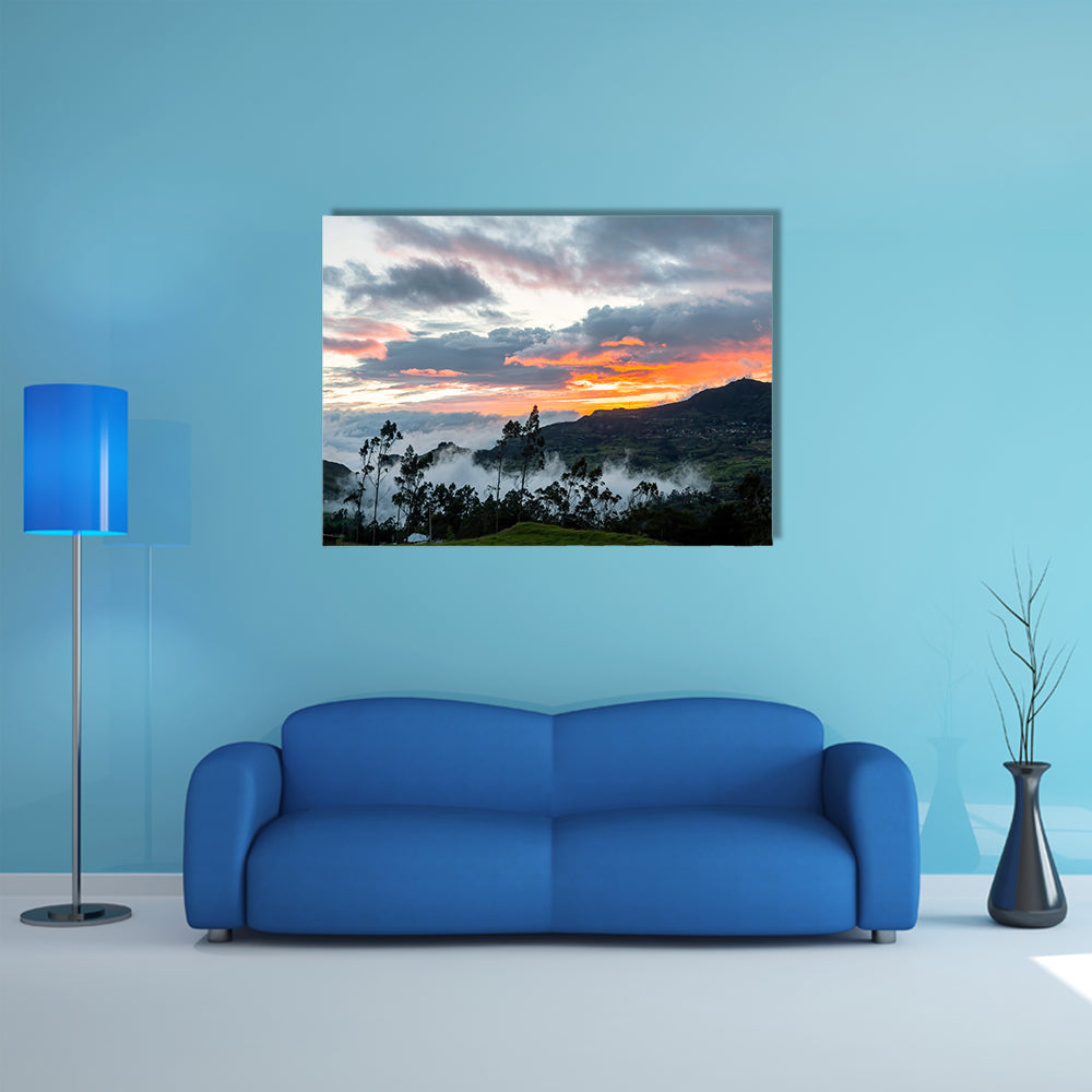 Dramatic High Contrast Sunset near Cuenca in South America multi panel canvas wall art