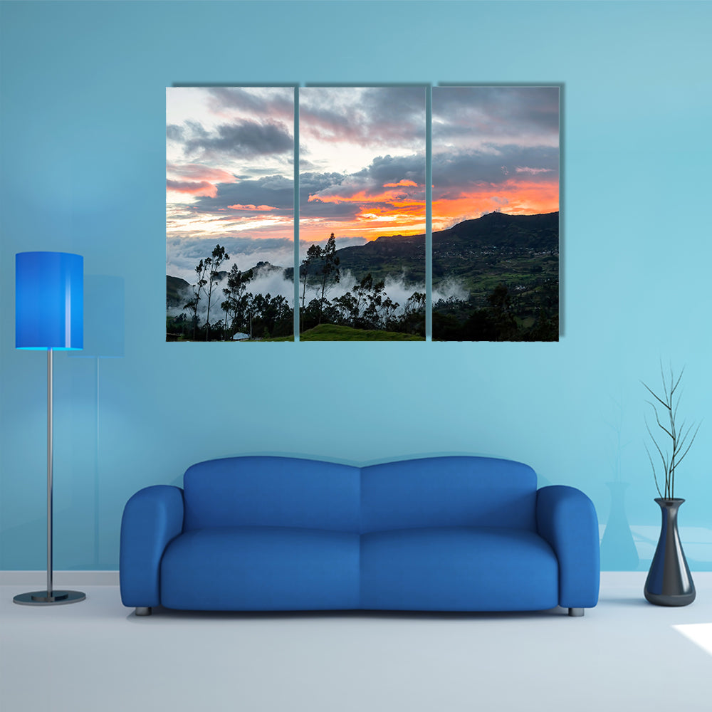 Dramatic High Contrast Sunset near Cuenca in South America multi panel canvas wall art
