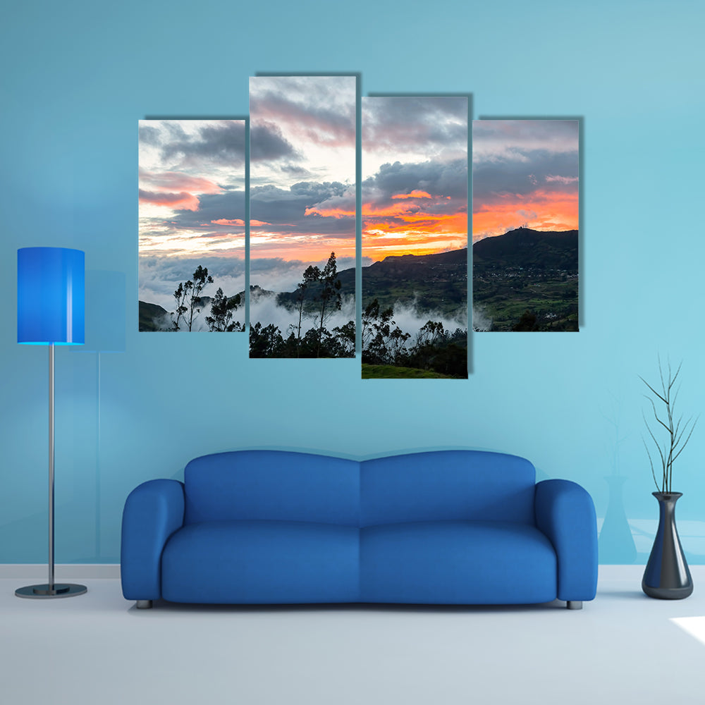 Dramatic High Contrast Sunset near Cuenca in South America multi panel canvas wall art