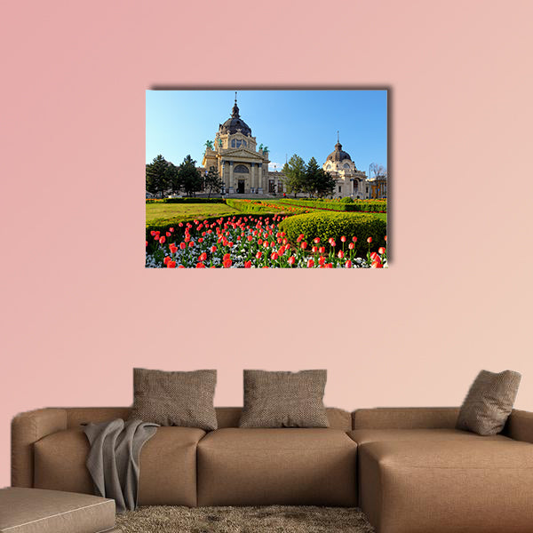 Szechenyi Spa with flower, Hungary multi panel canvas wall art