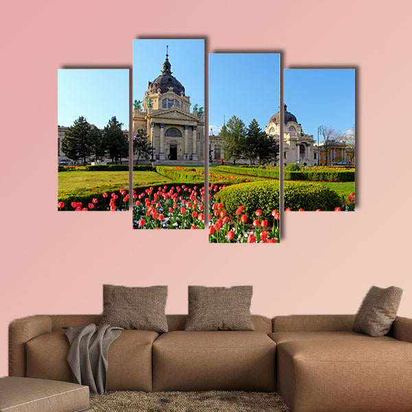 Szechenyi Spa with flower, Hungary multi panel canvas wall art