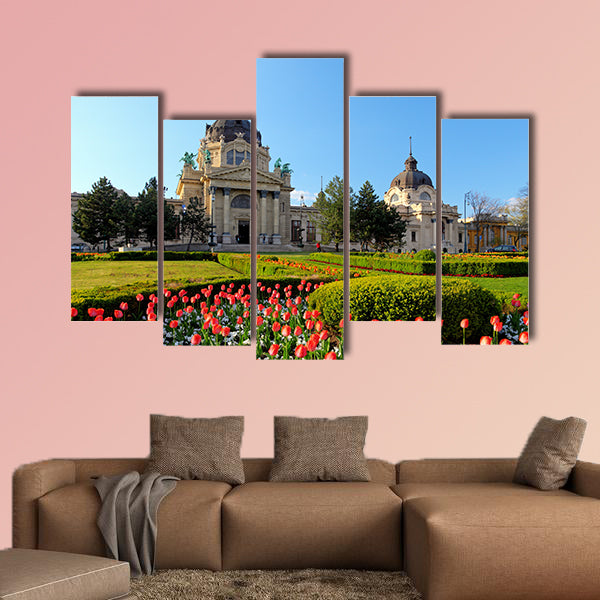 Szechenyi Spa with flower, Hungary multi panel canvas wall art