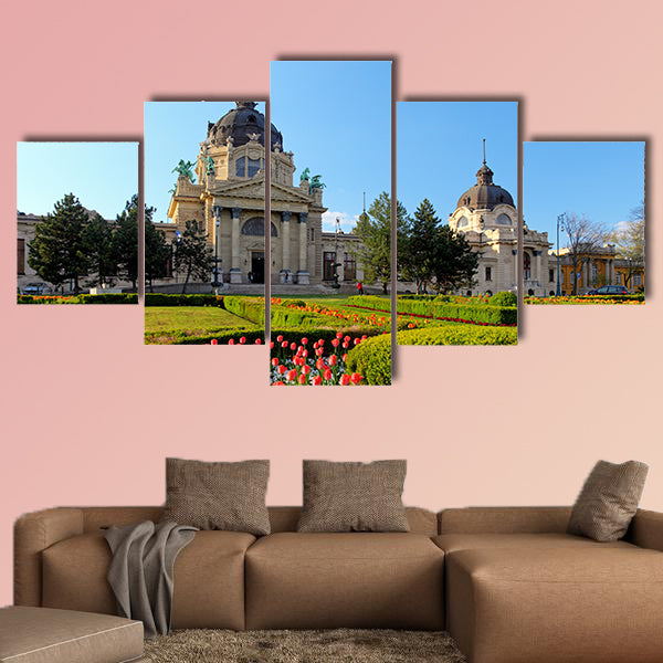 Szechenyi Spa with flower, Hungary multi panel canvas wall art