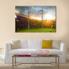 Evening stadium arena soccer field championship win. Confetti and tinsel . Yellow toning Multi Panel Canvas Art