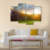 Evening stadium arena soccer field championship win. Confetti and tinsel . Yellow toning Multi Panel Canvas Art