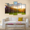 Evening stadium arena soccer field championship win. Confetti and tinsel . Yellow toning Multi Panel Canvas Art