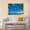 Tropical beach with palm trees Multi panel canvas wall art