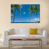 Tropical beach with palm trees Multi panel canvas wall art