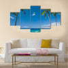 Tropical beach with palm trees Multi panel canvas wall art