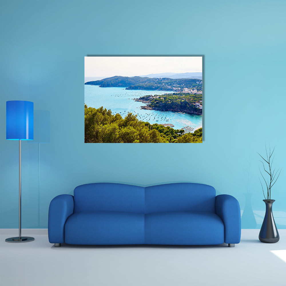 Costa Brava Calella aerial view in Girona of Catalonia Spain multi panel canvas wall art