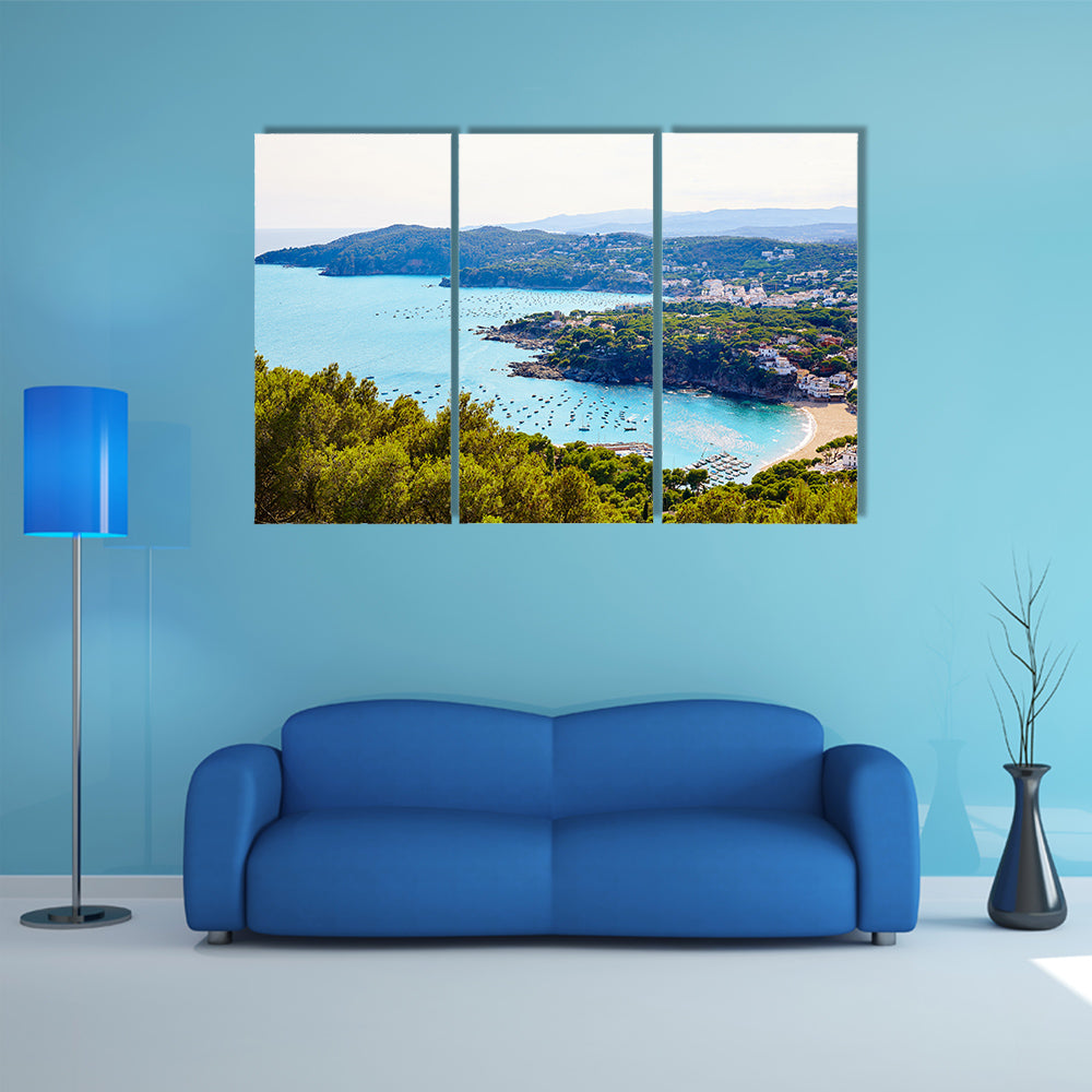 Costa Brava Calella aerial view in Girona of Catalonia Spain multi panel canvas wall art