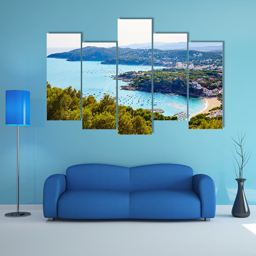 Costa Brava Calella aerial view in Girona of Catalonia Spain multi panel canvas wall art