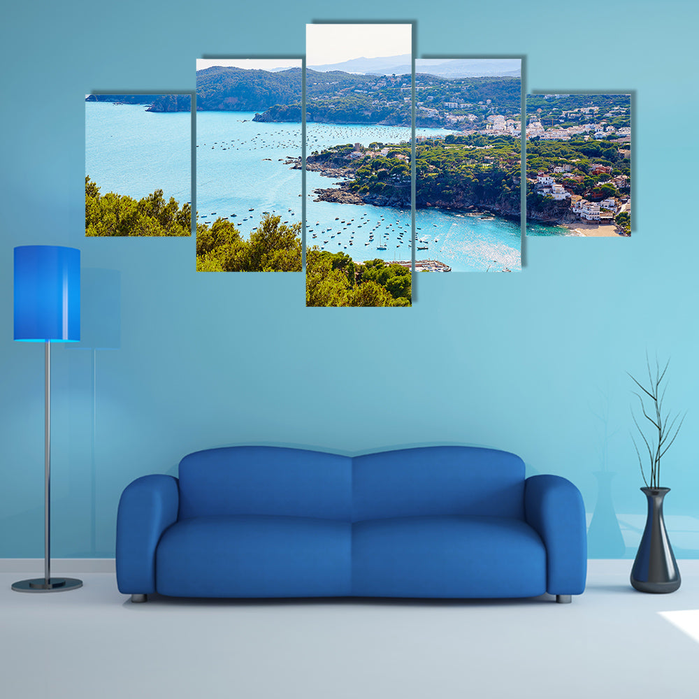 Costa Brava Calella aerial view in Girona of Catalonia Spain multi panel canvas wall art