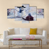 Original abstract oil painting of beautiful snowman and child on canvas Multi Panel Canvas Wall Art