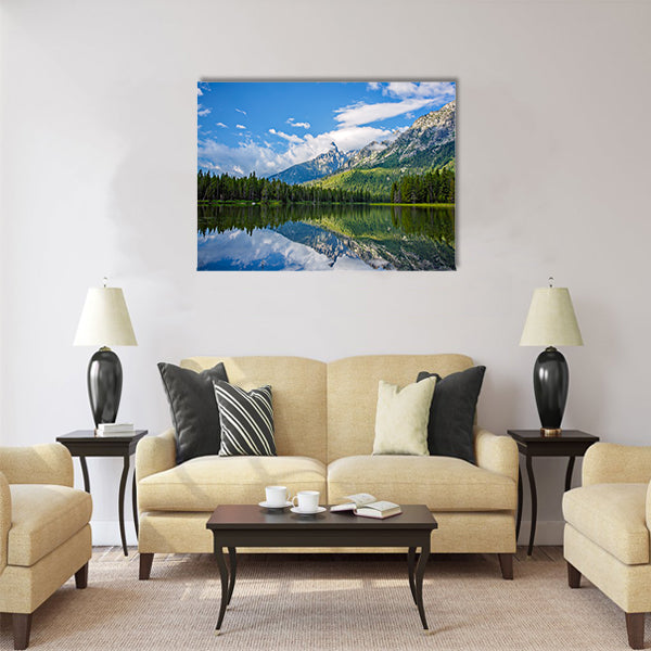 Beautiful String Lake Mountain Landscape near Jackson multi panel canvas wall art