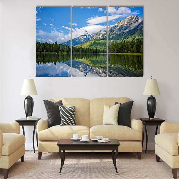 Beautiful String Lake Mountain Landscape near Jackson multi panel canvas wall art