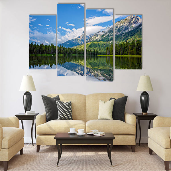 Beautiful String Lake Mountain Landscape near Jackson multi panel canvas wall art