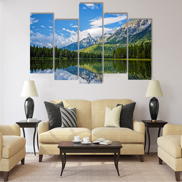 Beautiful String Lake Mountain Landscape near Jackson multi panel canvas wall art