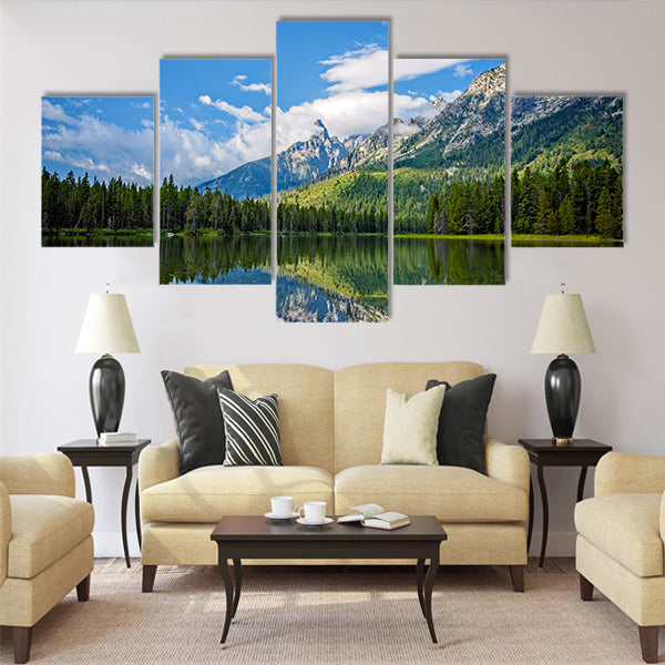 Beautiful String Lake Mountain Landscape near Jackson multi panel canvas wall art