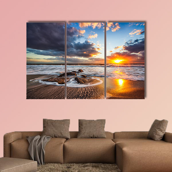 Beautiful cloudscape over the sea, sunrise shot Multi panel canvas wall art