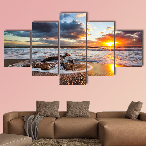 Beautiful cloudscape over the sea, sunrise shot Multi panel canvas wall art