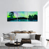 Colorful lights Aurora borealis in the sky panoramic canvas wall art.