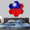 Taiwan Flag hexagonal canvas wall art