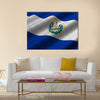 El Salvador Flag has a detailed realistic fabric texture Multi Panel Canvas Wall Art