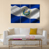 El Salvador Flag has a detailed realistic fabric texture Multi Panel Canvas Wall Art