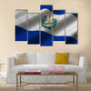 El Salvador Flag has a detailed realistic fabric texture Multi Panel Canvas Wall Art