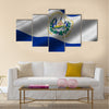 El Salvador Flag has a detailed realistic fabric texture Multi Panel Canvas Wall Art